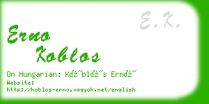 erno koblos business card